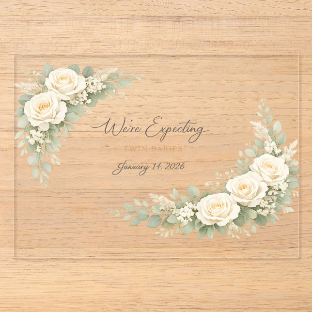 Twin Baby Shower Invitation Botanical Greenery Flo (Front)