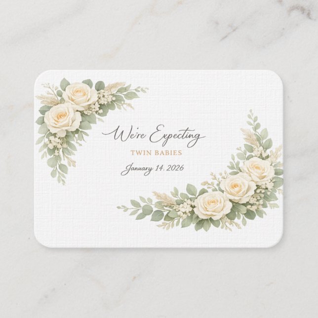 Twin Baby Shower Invitation Botanical Greenery Flo (Front)