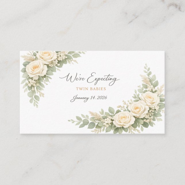 Twin Baby Shower Invitation Botanical Greenery Flo (Front)
