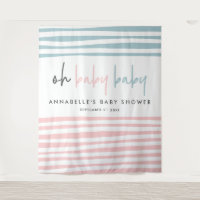 Twin baby shower pink blue modern typography party