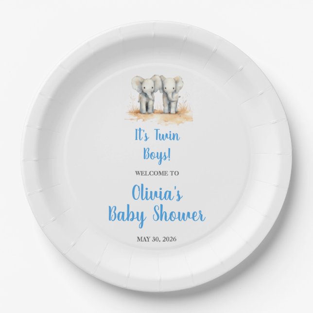 Twin Baby Shower Plate (Front)