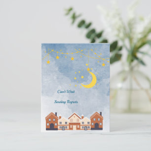Twin Baby Shower Sun, Moon, Stars RSVP Card
