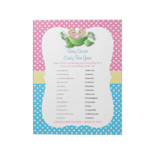 Twin Baby Shower - Two Peas In A Pod Candy Game Notepad