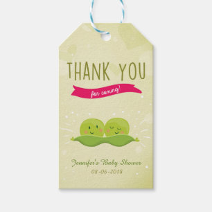 Twin Baby Shower Two Peas In A Pod gift tag Girl