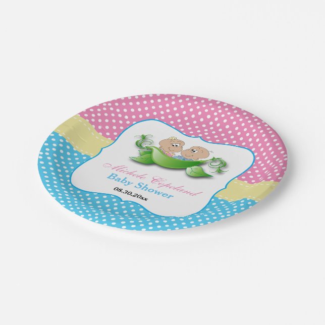 Twin Baby Shower -Two Peas in a Pod Paper Plate (Angled)