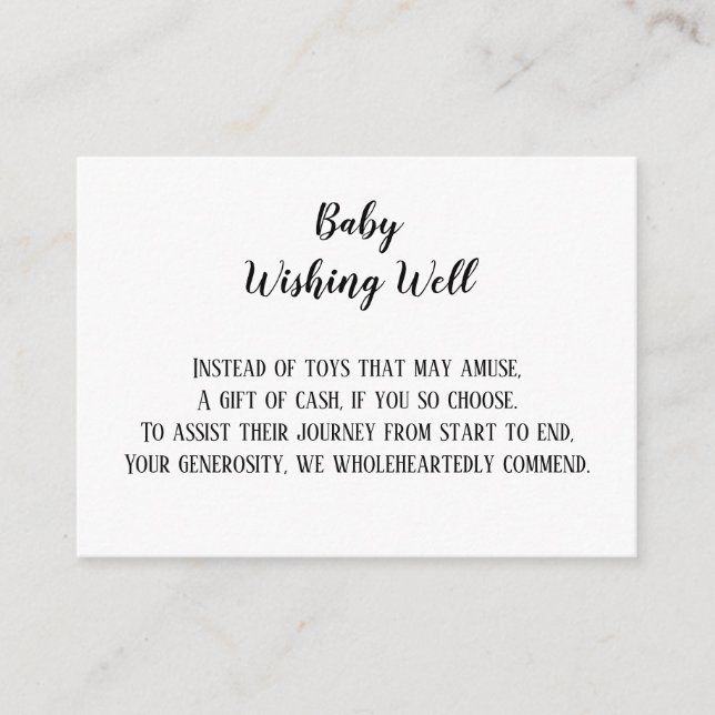 Twin Baby Wishing Well Baby Shower  Enclosure Card (Front)