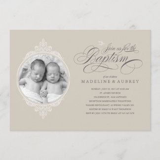 Twin Baptism Photo Invitations
