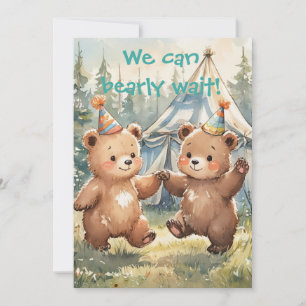 Twin Bear Birthday Digital Download Invitation