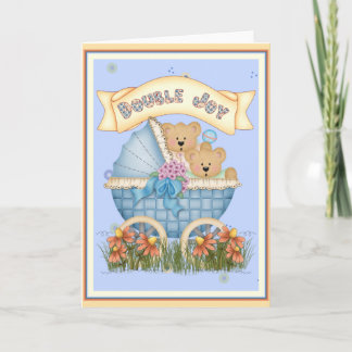 Twin Bears Baby Carriage Card