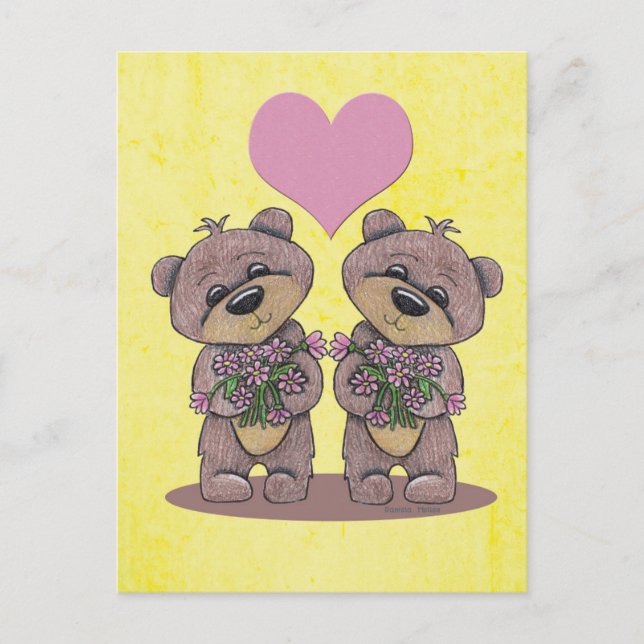 Twin Bears with Heart Postcard (Front)
