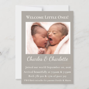 Twin Birth Announcement Custom Newborn Photo