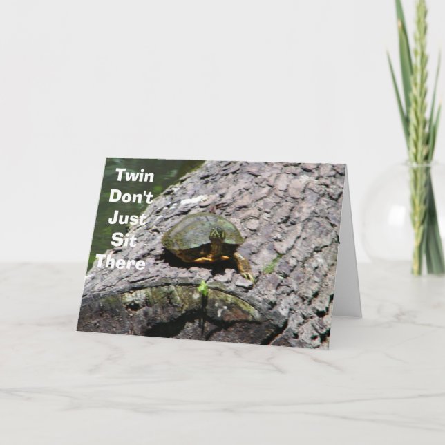 TWIN BIRTHDAY ADVICE FROM A TALKING TURTLE CARD (Front)