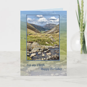 Twin Birthday, Mountain Landscape Card