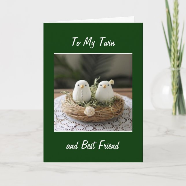 TWIN BIRTHDAY-TWIN BIRDS IN A NEST CARD (Front)
