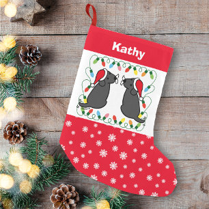 Twin Black Labrador Santas Small Christmas Stocking