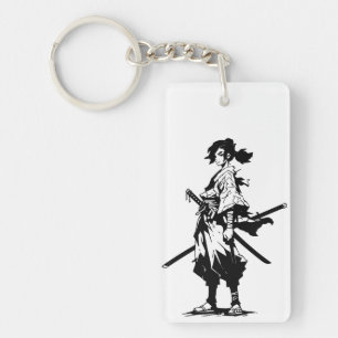 Twin Blades, Fierce Heart (Anime Beauty) Key Ring
