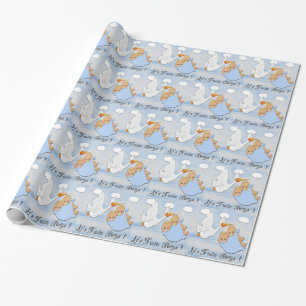 Twin Blonde Boys - Stork Baby Shower Wrapping Pape Paper