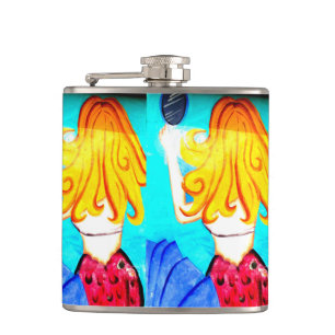 twin blonde mermaids flask