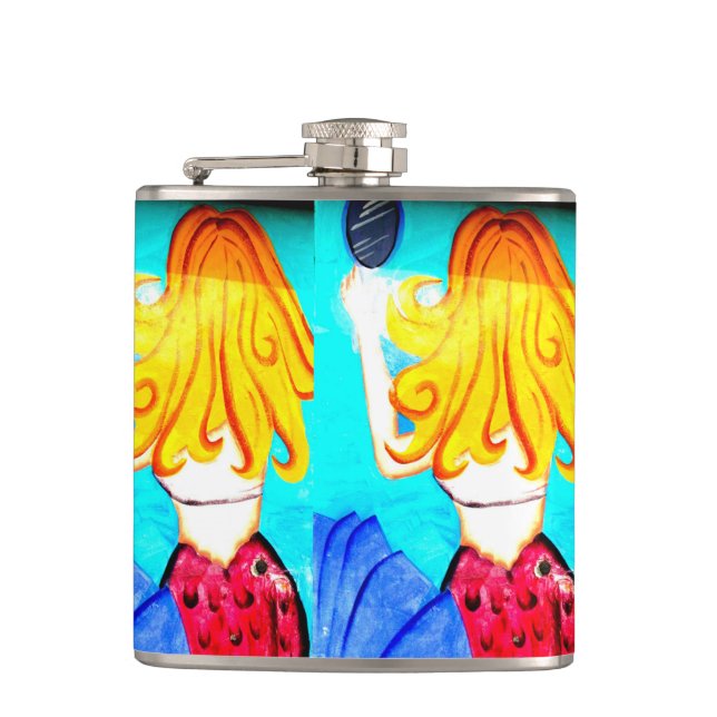 twin blonde mermaids flask (Front)