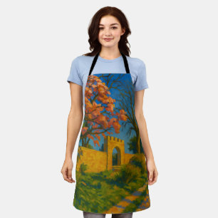 Twin Blossoms – Tranquil Garden Path Painting Apron