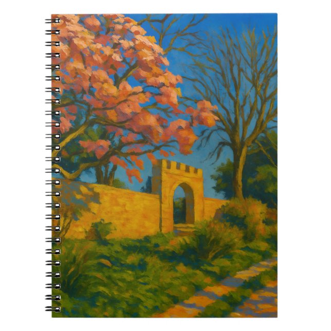 Twin Blossoms – Tranquil Garden Path Painting Notebook (Front)