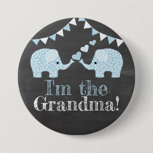 Twin Blue Boy Elephants    I'm The Grandma 7.5 Cm Round Badge