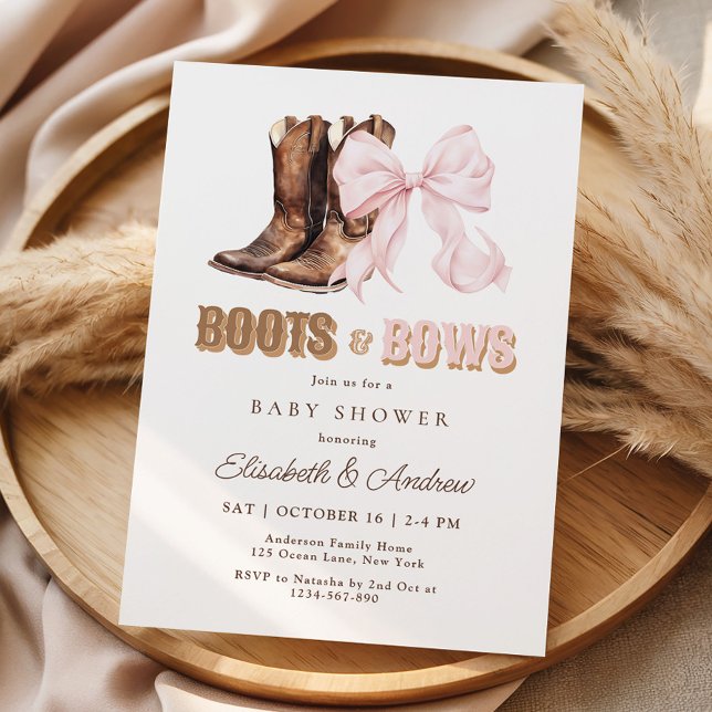 TWIN Boots & Bows Baby Shower Invitation (Creator Uploaded)