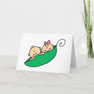 Twin Boy and Girl in Pea Pod Card