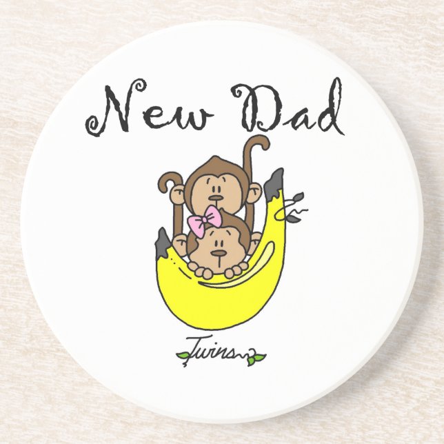 Twin Boy and Girl New Dad Gifts Coaster (Front)
