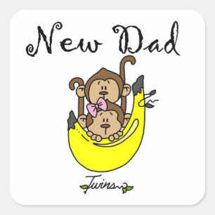 Twin Boy and Girl New Dad Gifts Square Sticker