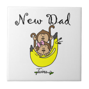 Twin Boy and Girl New Dad Gifts Tile
