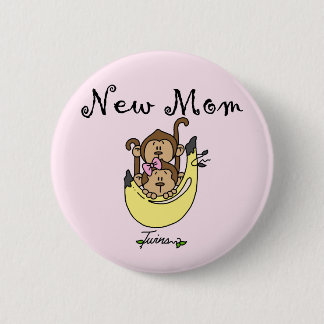 Twin Boy and Girl New Mum Tshirts 6 Cm Round Badge