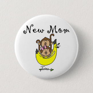 Twin Boy and Girl New Mum Tshirts 6 Cm Round Badge