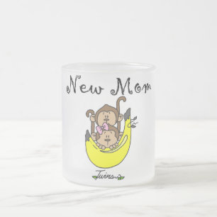 Twin Boy and Girl New Mum Tshirts Frosted Glass Coffee Mug