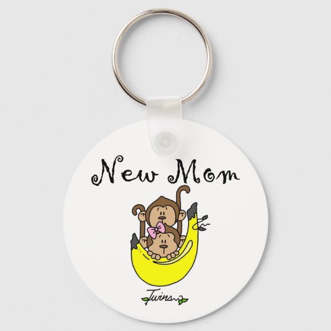 Twin Boy and Girl New Mum Tshirts Key Ring (Front)