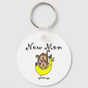 Twin Boy and Girl New Mum Tshirts Key Ring