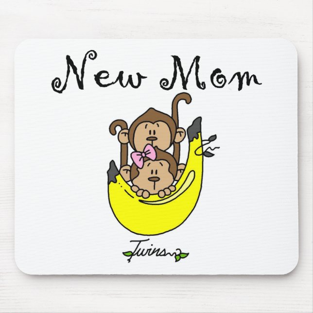 Twin Boy and Girl New Mum Tshirts Mouse Pad (Front)
