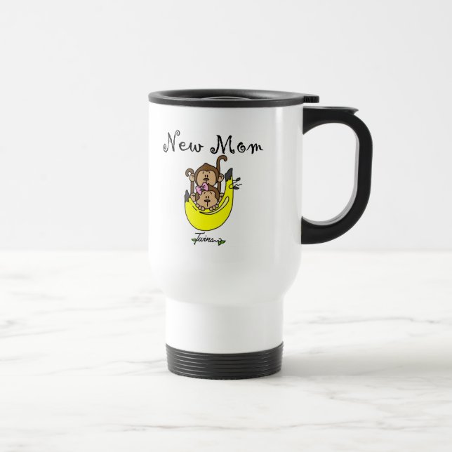 Twin Boy and Girl New Mum Tshirts Travel Mug (Right)