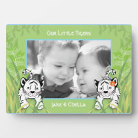 Twin Boy and Girl Tigers Photo Plaque