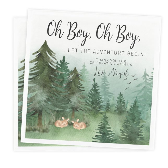 Twin Boy Deer Woodland Baby Shower Napkin (Creator Uploaded)