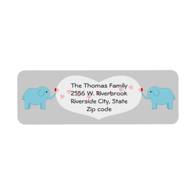 Twin Boy Elephants Return Label (Front)