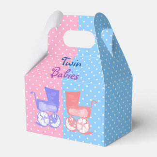 Twin Boy Girl Babies Polka Dots Napkins Favour Box