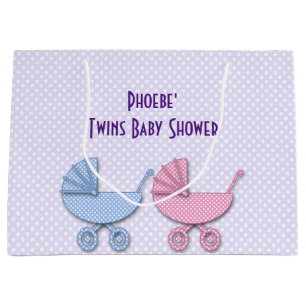 twin boy & girl polka dots large gift bag