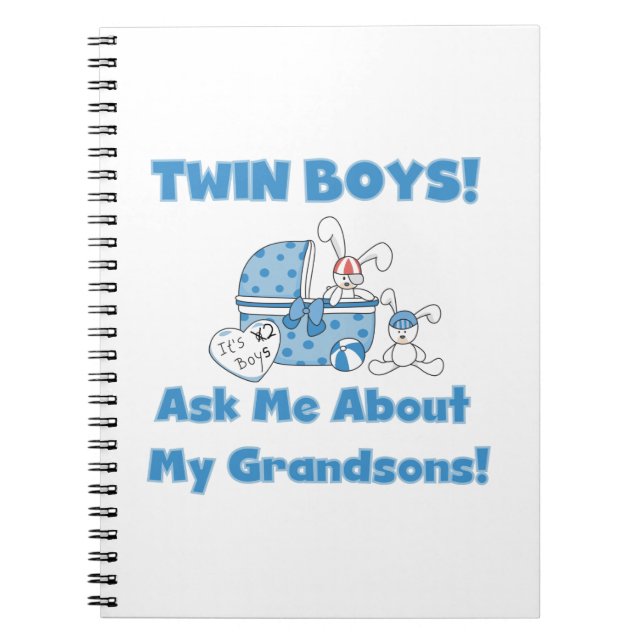 Twin Boy Grandsons Gifts Spiral Notebook (Front)