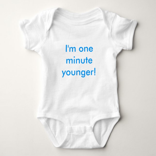 Twin boy I'm one minute younger! Baby Bodysuit (Front)
