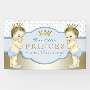 Twin Boy Prince Baby Shower Banner