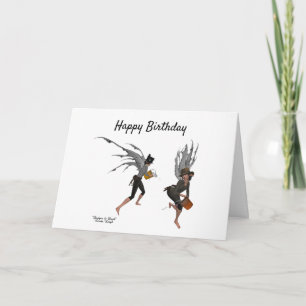 Twin Boy Rain Faeries Birthday Greeting Card