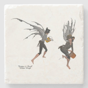 Twin Boy Rain Faeries Stone Coaster