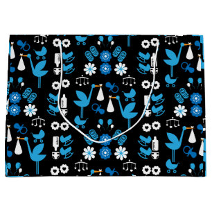 Twin Boy Stalk Delivery Blue Large Gift Bag