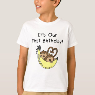 Twin Boys 1st Birthday Monkey Tshirts and Gifts